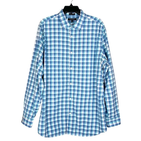 Banana Republic Men’s XL Grant Fit Blue Paid Long Sleeve Casual Button Up Shirt - Picture 2 of 9